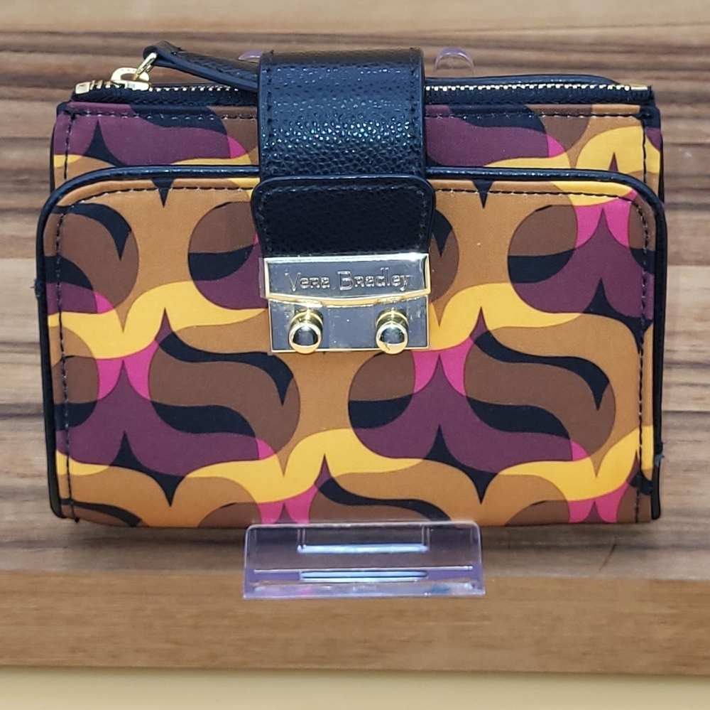 Vera Bradley Brown, Yellow &Red Wallet with Geometric Pattern, NWOT